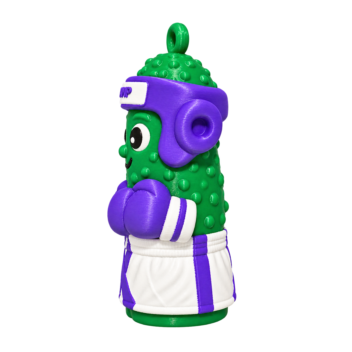 Brave Brine purple ribbon awareness boxer pickle ornament, right view