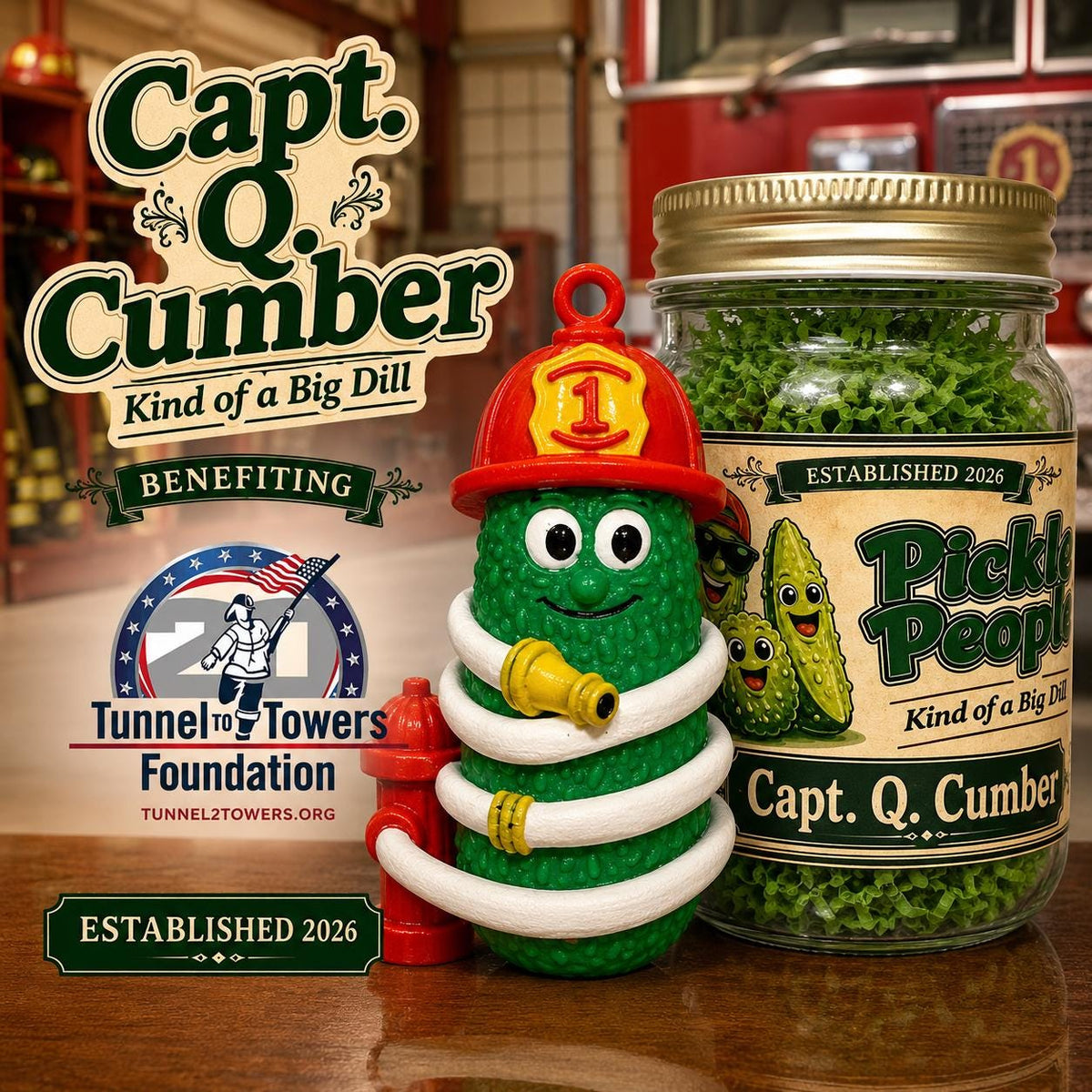 Capt. Q. Cumber Firefighter Pickle Ornament, additional listing photo 2