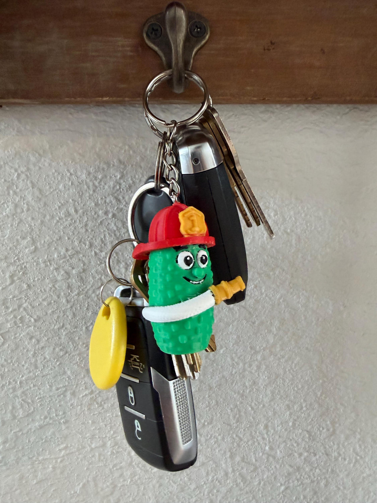Capt. Q. Cumber Firefighter Pickle Keychain, additional listing photo 2