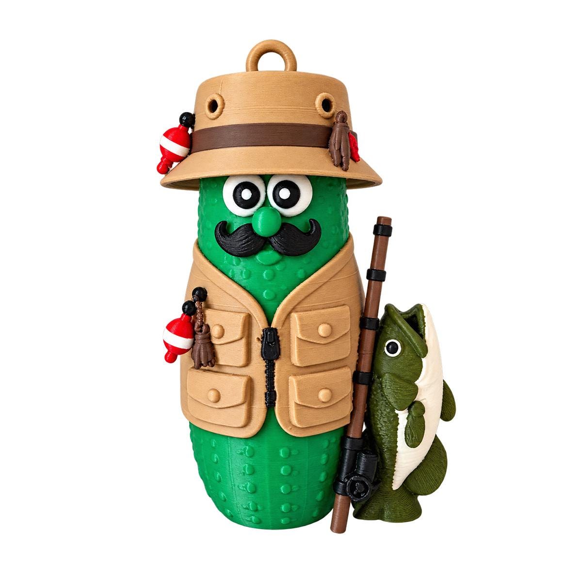 Vinny Gar fisherman pickle Christmas ornament with fishing rod