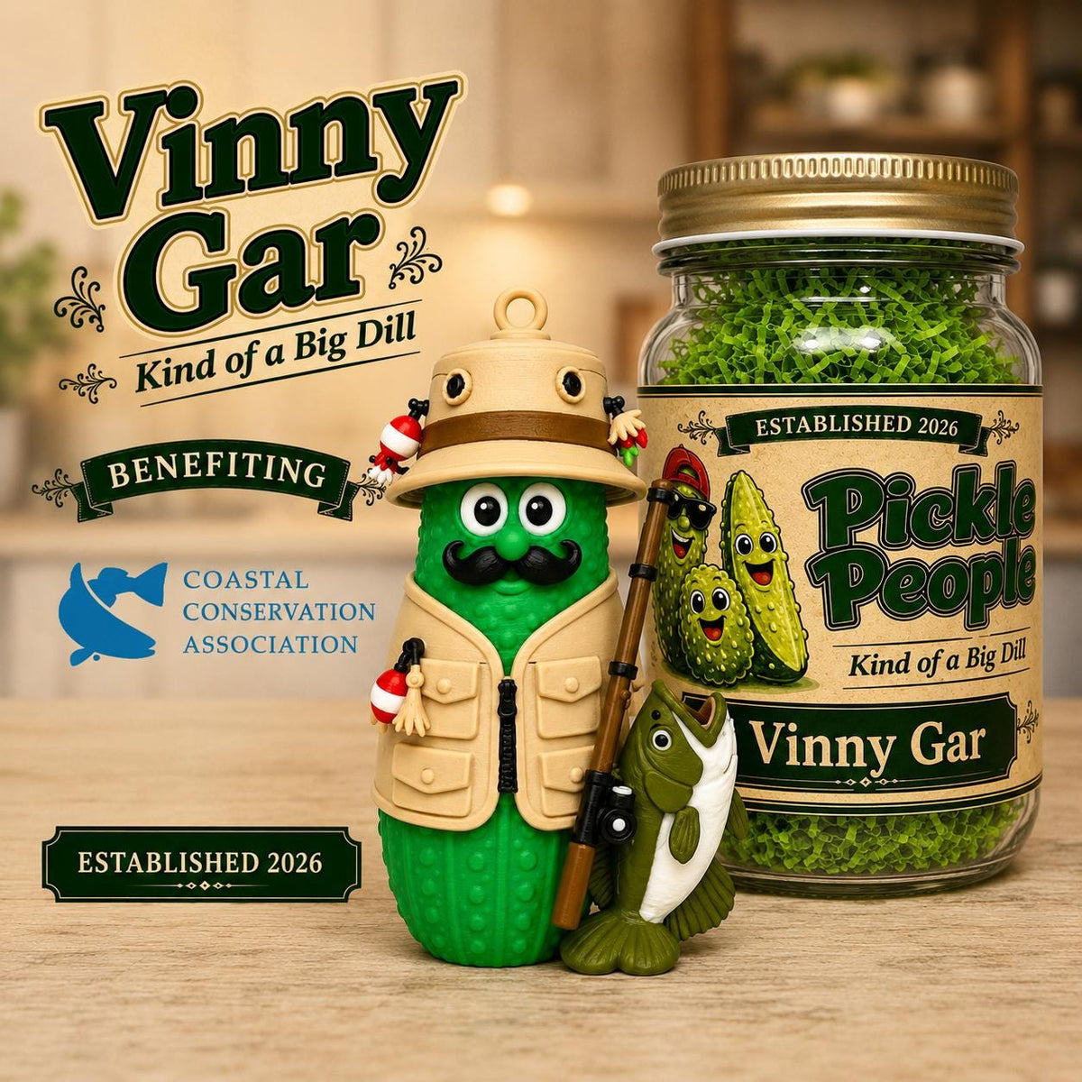 Vinny Gar Fisherman Pickle Ornament, additional listing photo 2