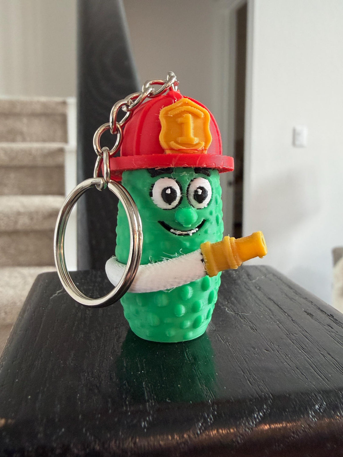 Capt. Q. Cumber Firefighter Pickle Keychain, additional listing photo 3