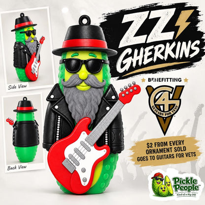 ZZ Gherkins Guitarist Pickle Ornament, additional listing photo 2