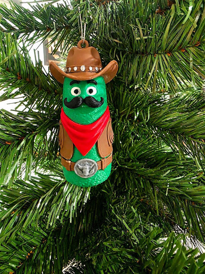 Wild Dill cowboy pickle Christmas ornament