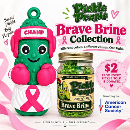 Brave Brine Pink Ribbon Awareness Pickle Ornament, additional listing photo 3