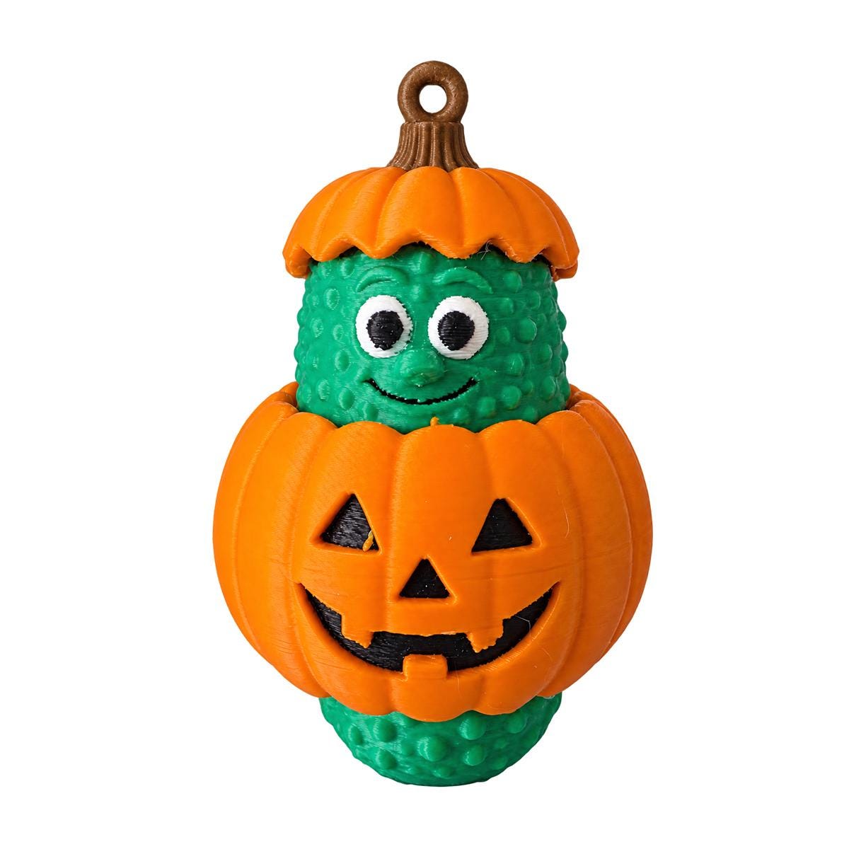 Gourd-geous Gherkin Halloween pumpkin pickle ornament