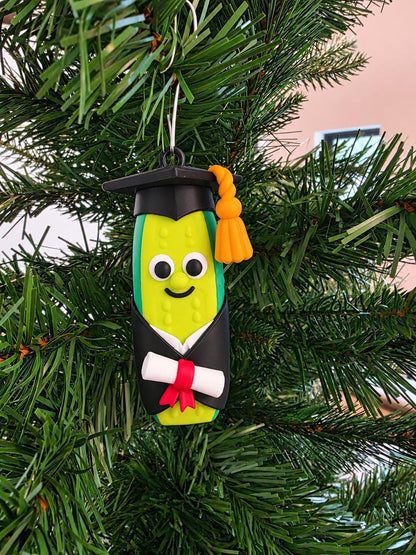 Dill Ploma graduation pickle ornament with graduation cap