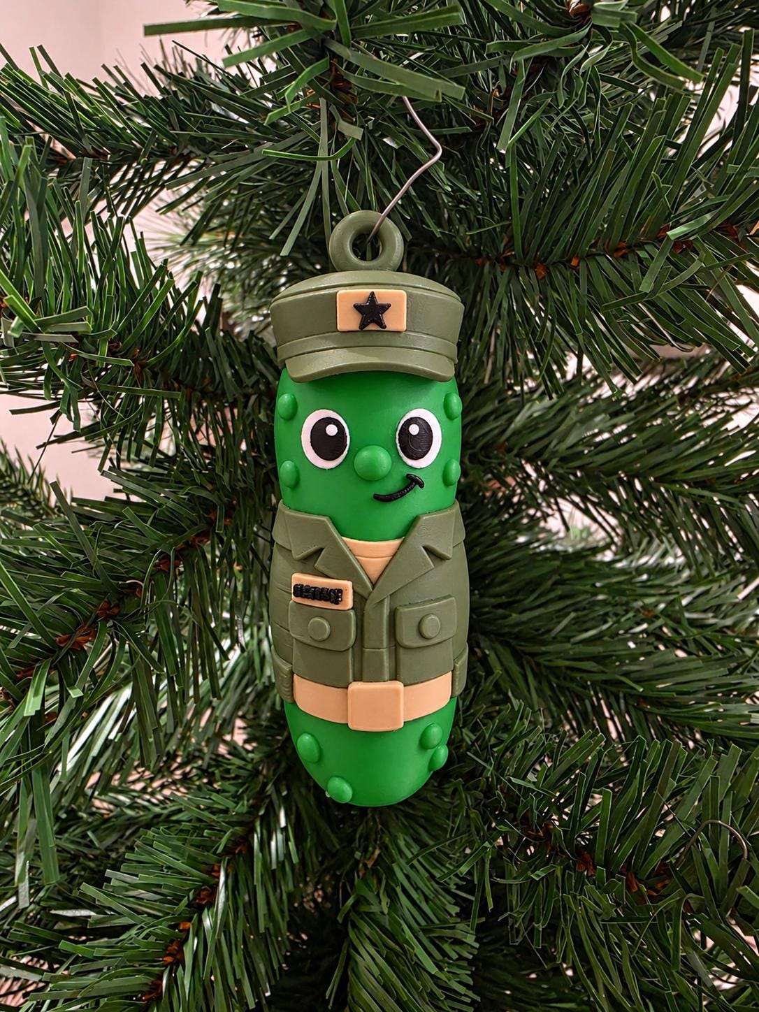 Private Pickles Army-inspired pickle Christmas ornament